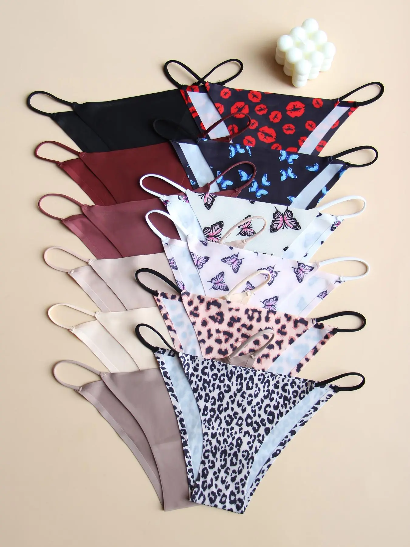 Women's Plain & Butterfly & Leopard Print Drop Waist Panty, Cute Soft Comfy Breathable Fit Medium Knicker for Daily Wear, Women's Underwear for All Seasons Lingerie
