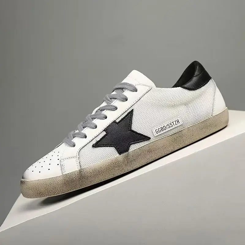 Men's Vintage Star Low-Top Sneakers - Distressed, Breathable Mesh, Lightweight Rubber Sole for Walking & Running,safetycomposite,suretrack,off-shoulder,height,boot,fit,comfortable,brown,please,solid,y2k,all-match
