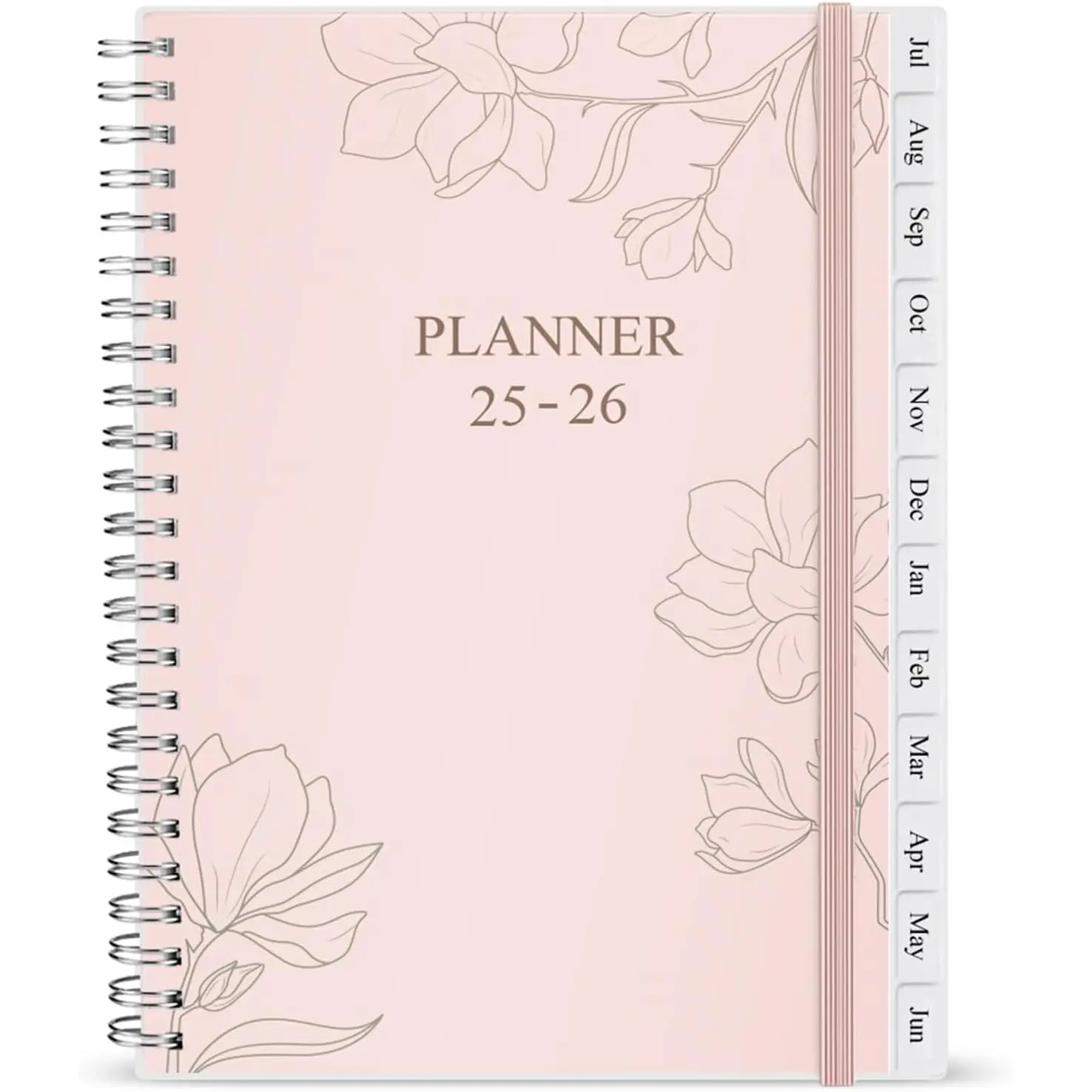 2025-2026 Planner - Weekly & Monthly Planner Runs from July 2025 to June 2026, 7" x 10", 12 Monthly Tabs, Notes Pages, Inner Pocket, Flexible Cover with -Wire Binding, Pink