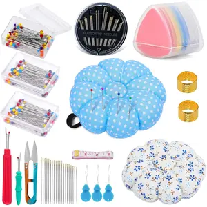 221Pcs Sewing Pin Cushion Kit,Including Wrist Pin Cushions for Sewing,Needle Cushion with 150Pcs Sewing Pins,50Pcs Sewing Needles,10Pcs Tailors Chalks,Seam Rippers,Scissors,and Tape Measure,Hand Tools Kits