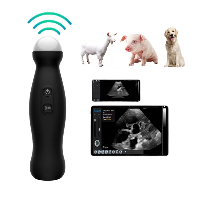 Portable Wireless Veterinary Ultrasound Machine for Farm Animal Owners - Farm Animal, Large Dog Pregnancy Detection, Cleaning Feature, iPhone & Android Compatible