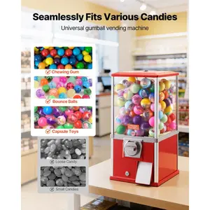 SummerWinsVEVOR Gumball Machine, 21 inch Height Candy Vending Machine Dispenser, 25-Cent Vending Machines for Shopping Malls, Supermarkets, Amusement Parks, Arcades, Holds Up to 180 1.77 inch Spherical Candies, Coin Box, Holds 180dealsforyoudays