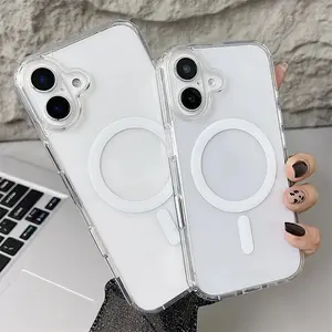 NEW Magnetic Transparent Case for iPhone 16 Pro Max Case for iphone 17Air 11 12 13 14 15 16 17 Pro Max Plus MagSafe Wireless Charging Cover