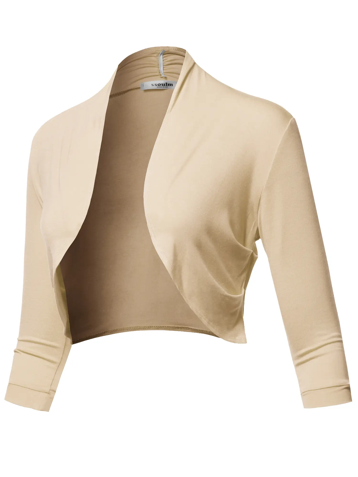 Women's Open Front Cropped Cardigan - Stretchy Soft Rayon Shrug Jacket