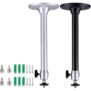 Mini Ceiling Projector Mount Set, Adjustable Drop Ceiling Wall Projector Mounts Tubes with 360 Degrees Rotatable Heads, 3 Sizes of Mounting Heads and Screws Accessory