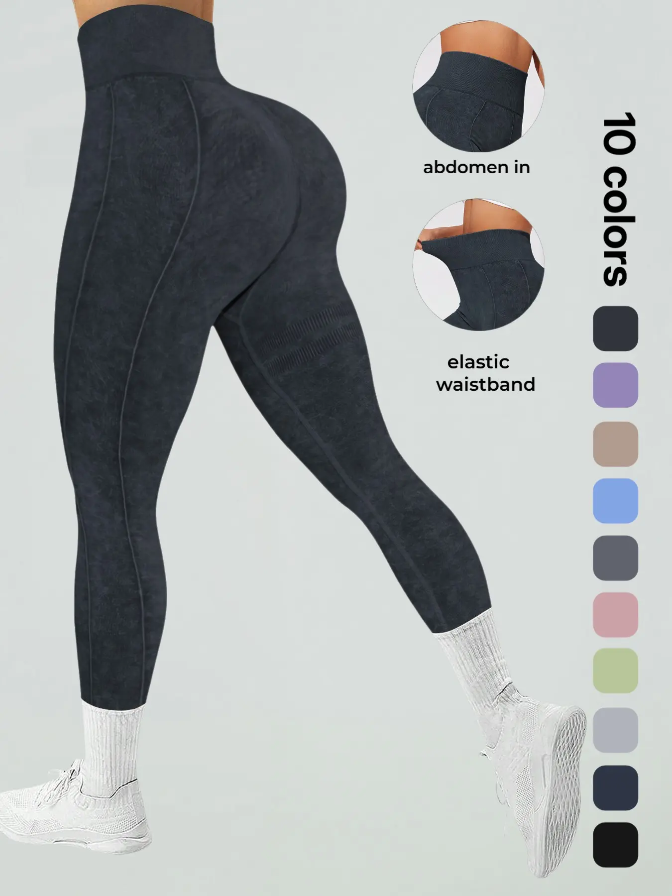 Women's Seamless High-Waist Yoga Workout Pants Active Wear, Female Gym Clothes, Sand Washed Comfortable Fit, Breathable Fabric for Gym and Yoga, All-Season Casual Trousers, Gym Yoga Clothing