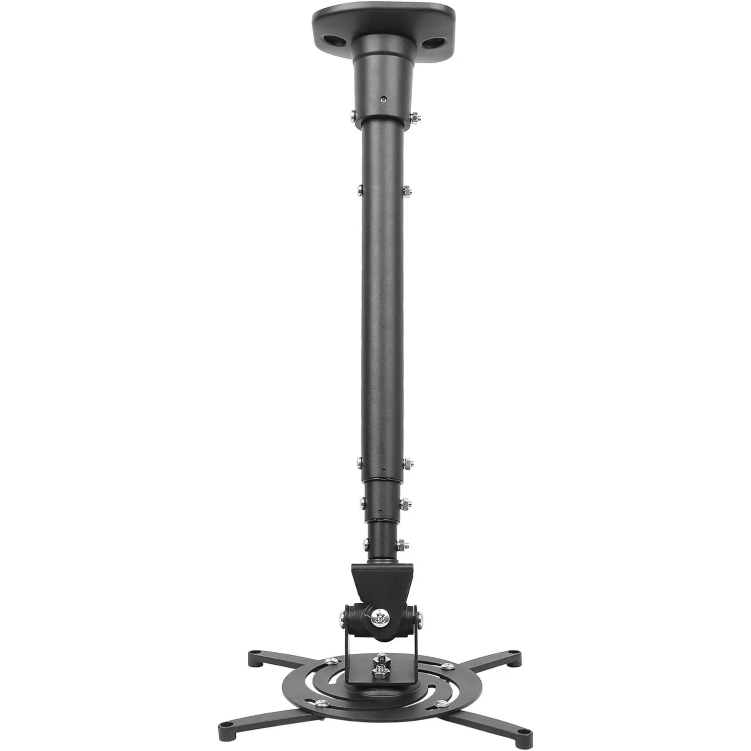 Full Motion Universal Ceiling Projector Mount Bracket with Adjustable Height and Extendable Arms Rotating Swivel Mount for Home and Office Projector (Black)