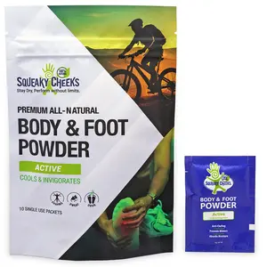 Active Blend Gusset 10 Pack- High-Performance, Talc-free, All-Natural Body & Foot Powder - Minty Cool Peppermint & Eucalyptus Scented