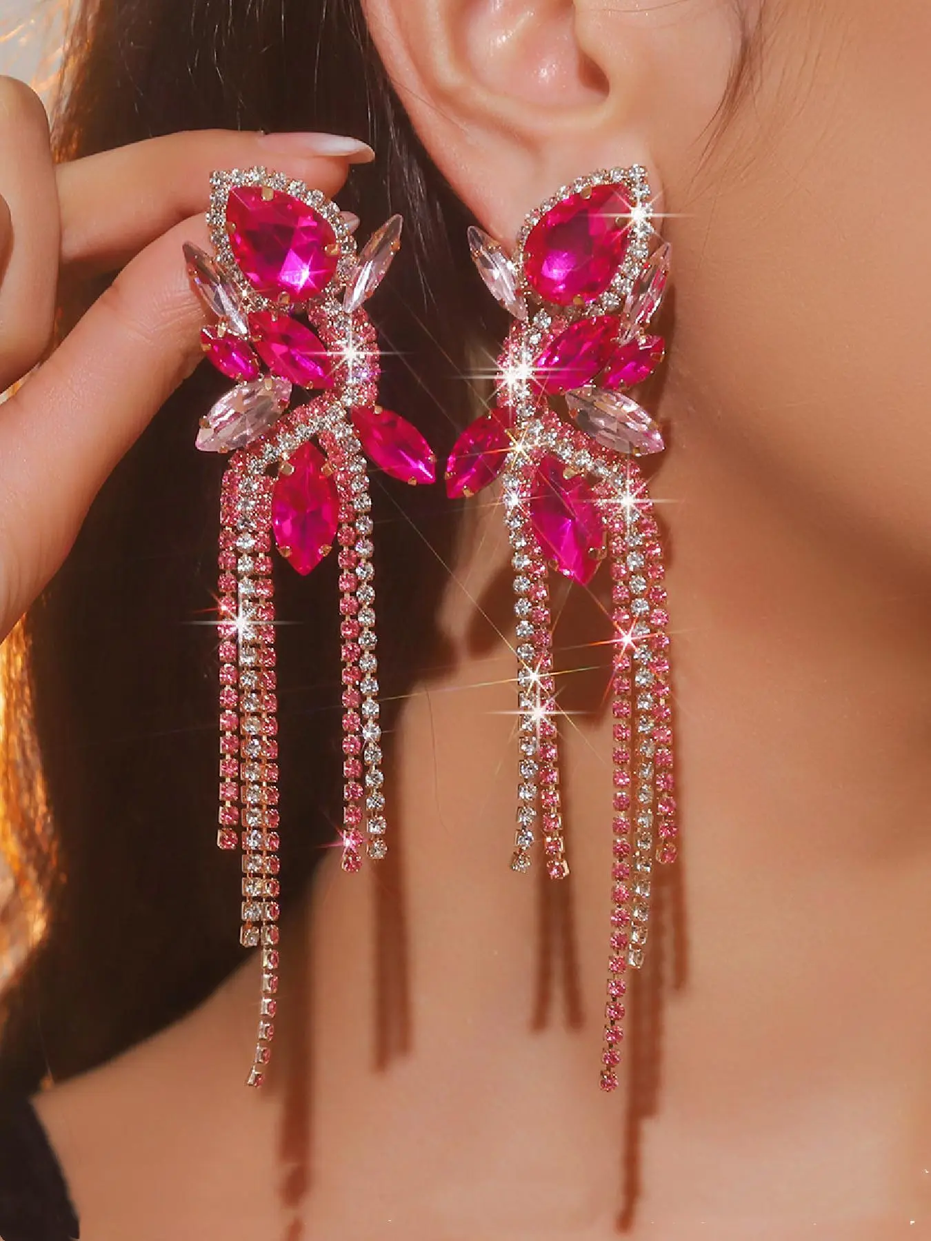 Fashionable Water Drop Shaped Artificial Crystal Decor Dangle Earrings, Shining Earrings, Teardrop Earrings, Elegant Jewelry for Party, Daily Clothing Decor, Trendy All-match & Exquisite Jewelry for Gift