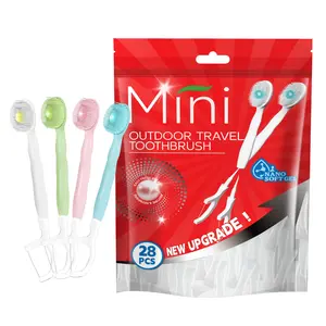 28-Pack Mini Toothbrush with Toothpaste, Soft Bristles for Travel - 5-in-1 Oral Care Kit with Dental Floss & Tongue Cleaner for Fresh Breath Toothbrush Set