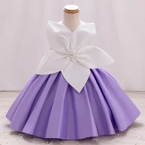 Girl Princess Dress Floral Satin Gown Elegant Design All Season Style Perfect for Birthday Party Wedding Holiday Celebration and Family Gathering