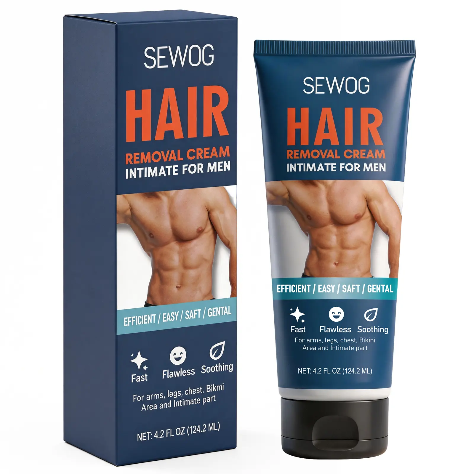 SEWOG Depilatory for Men, Fast-Acting & Irritation-Free Body Care Formula for a Smooth Bikini Line, Chest, Legs & Underarms, Depilatory Cream