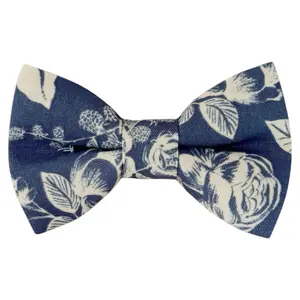 Steel Blue Bow Tie- Floral Vintage