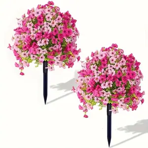 High-Quality Outdoor Artificial Trees with Ground Stakes, UV Resistant Plastic Material, Suitable for Garden, Patio, All-Season Decor, Plastic Faux Flowers, Artificial Flower Plant