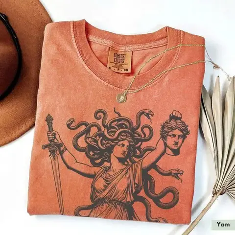 Comfort Colors Girls Will Be Girls Vintage T-Shirt, Medusa Feminist Graphic Tee, Women Empowerment Shirt, Graphic Design