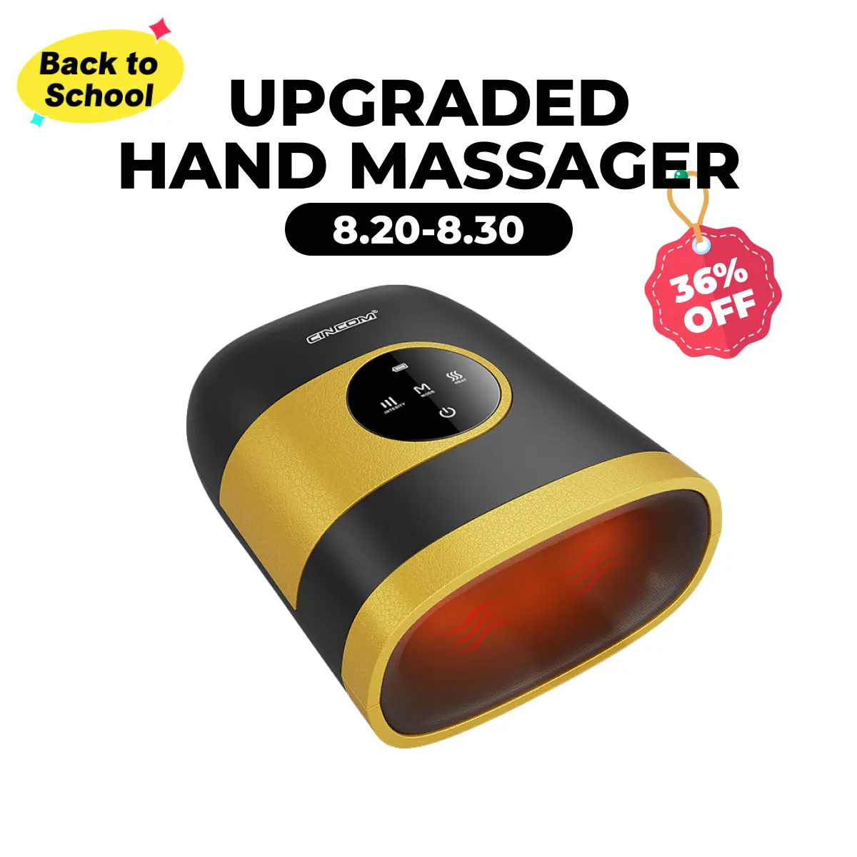 CINCOM Upgraded Hand Massager, Cordless Finger Soother with Gentle Warmth, Customizable Comfort Settings, Easy-to-Read Display, Rechargeable, Perfect for Relaxation, Ideal Gift for Loved Ones,dorm essentials