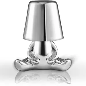 Bedside Touch Control Table Lamp,Silver Decor Thinker Statue LED Table Lamp, Cordless Rechargeable Desk Lamp,3-Levels Brightness Room Decor Desk Lamp,Bedside Lamp,Dining Room Lamp