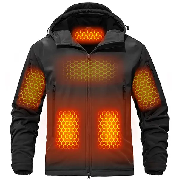 Wulcea Men's Graphene Shell Heating Soft Shell Jacket, Multi-Size, 12V 18400mAh Large Capacity (Sports & Outdoor Outerwear)