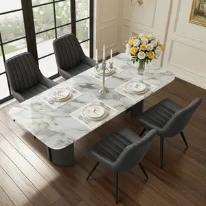 Modern Dining Chairs Set of 4, Comfy Dining Room Chairs with Thick Cushions, Upholstered Fabric Kitchen Side Chairs with Metal Legs, springtok