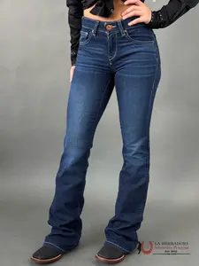 Ariat Women's Ultra Stretch Dark Blue Maya Flare Jeans 10027692 - Fitted Western Fashion Bottoms for All Seasons