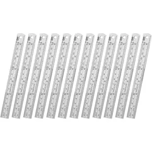 Metal Straight Edge Ruler Set - Stainless Steel 6 Inch Rulers Bulk 12 Pack