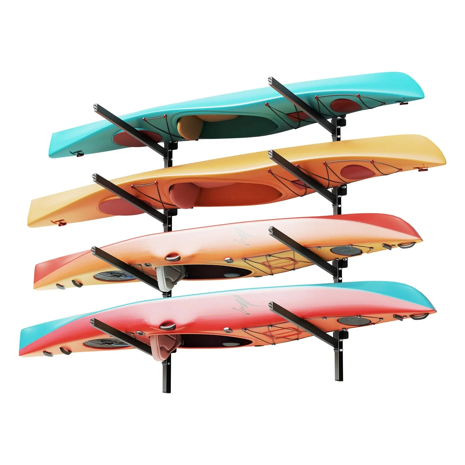 Kayak Storage Rack For 4 Kayaks, 300 Lb Capacity, Heavy-Duty Adjustable Wall Mount Stand For Indoor And Outdoor Garage, Shed Dock, Storage Holder For Canoe, Small Boat, SUP, Surfboard And Paddleboard