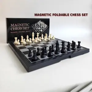 Portable Magnetic Chess Set - Foldable Chess Board with Strong Magnetic Pieces, Travel Friendly Strategy Game for All Ages Versatile Paper Movie Prop