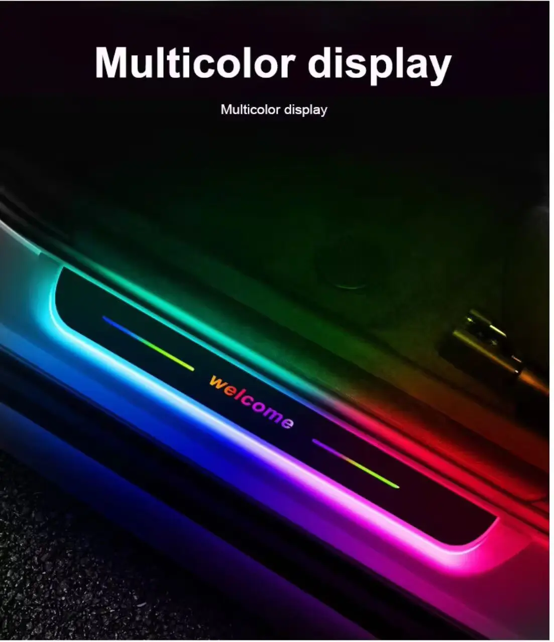 4PCS Car Door Sensor Lights & Pedal Lights Rechargeable 7 Color LED Welcome Lights with Multiple Modes Fashionable Car Decoration Multicolor Display