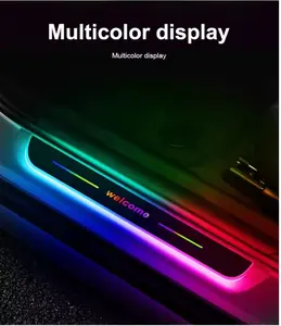 4PCS Car Door Sensor Lights & Pedal Lights Rechargeable 7 Color LED Welcome Lights with Multiple Modes Fashionable Car Decoration Multicolor Display