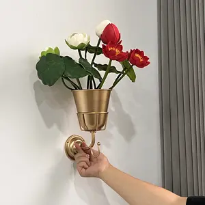 Wall Mounted Vase, Home Decor Vase, Decorative Vase, 1 Set Vintage Brass Wall Hanging Container Vase, Multifunctional Hanging Organizer for Kitchen Bathroom Entryway Mail Organize
