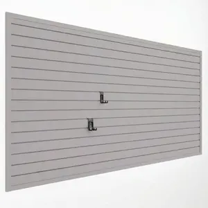 8x4 FT PVC Slat Wall Panel, Heavy Duty Garage Storage Wall Organizer, Waterproof Weatherproof Slatwall with Interlocking Design, Gray