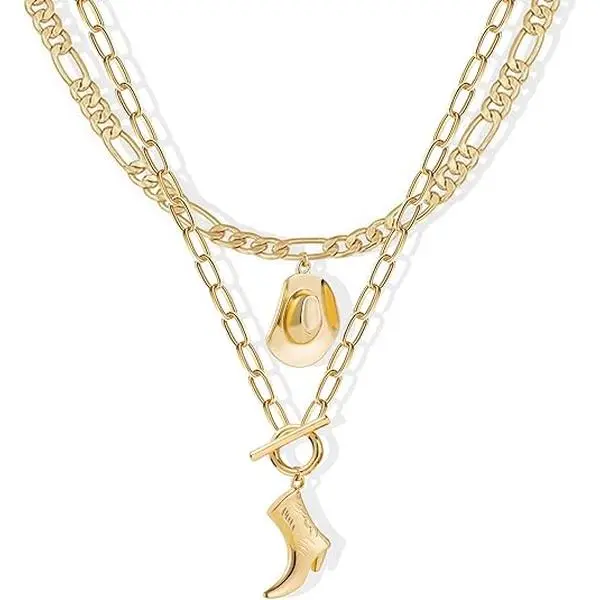 Veliora Gift B Cowboy Prom Necklace for Women Prom Night Jewelry Cow girl Costume Country Concert Outfits for Women Boho Cowgirl Hats Boots Necklace Western Outfits Accessories Cowgirl Jewelry initial friendship bracelets