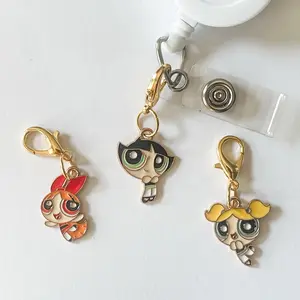 Power Girls Reel Charm Lanyard Charm for Personalization, Featuring Unique Characters with Various Designs, and Keychain Accessory BADGE REEL NOT INCLUDED