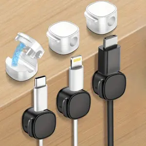 12 Pcs Magnetic Cable Clips & Silicone Ties - Adjustable Cord Organizer For Desk Management, Smooth, Holder