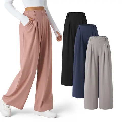 Halara 3-Piece Flex High Waisted Side Pocket Wide Leg Waffle Work Pants Set - regular length