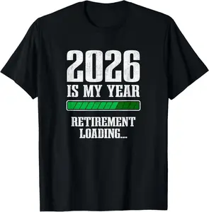 Men's Natural Cotton Round Neck Short-Sleeve Casual Fitness T-Shirt - "Retirement 2026 Is My Year" Graphic Top, 2026 Retirement Countdown Gift for Him