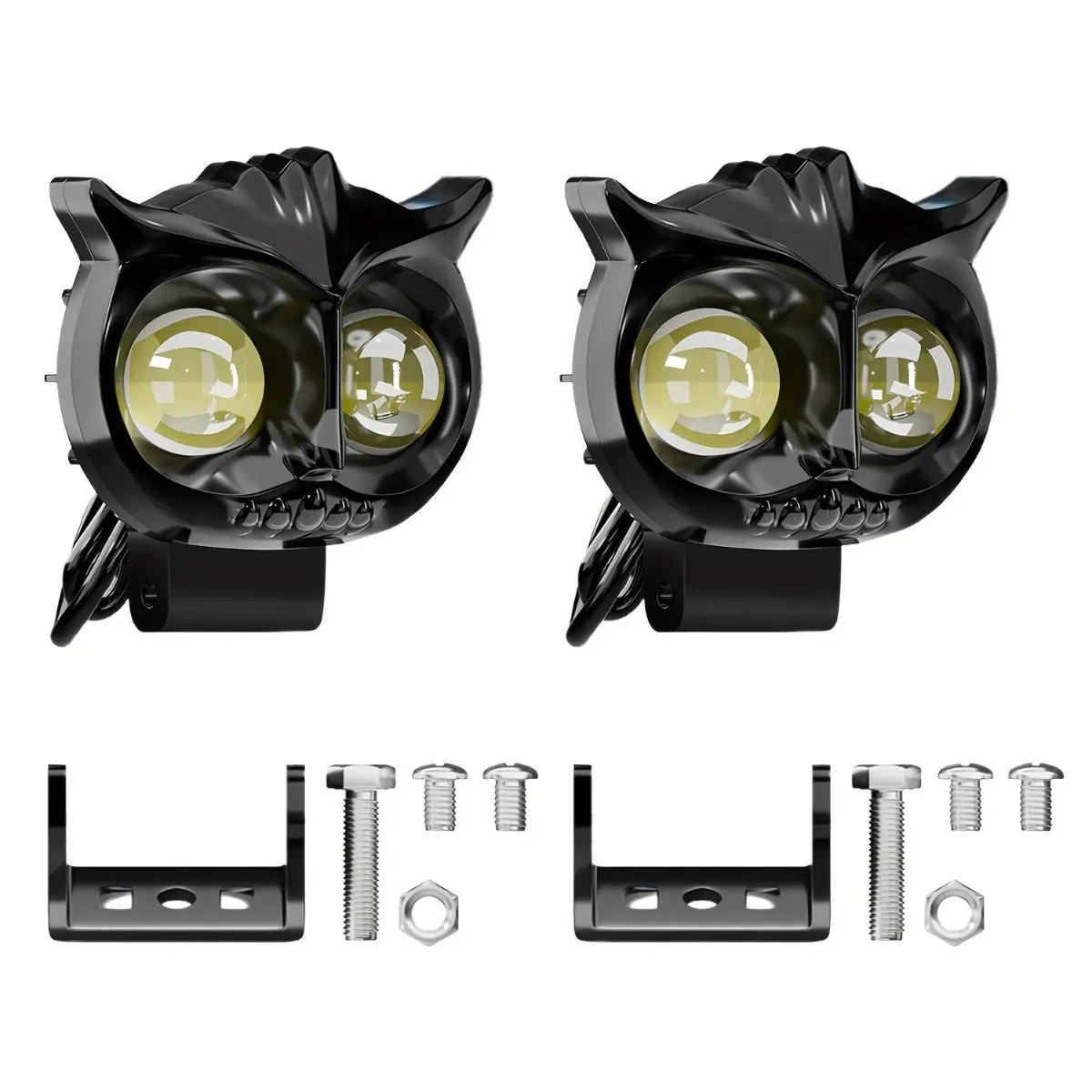 2Pack Motorcycle LED Owl Shape with High Low Beam, 2 Light Modes, Universal Driving Light for Motorbikes, ATVs, Truck, Cars, Motorcycle Accessories, Motor Parts Accessories, Led Front Lights, Motorcycle Led Spotlight