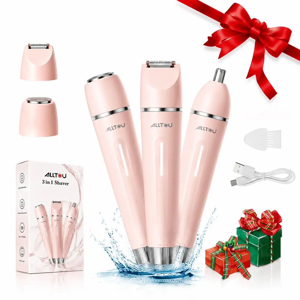 3-in-1 Bikini Trimmer for Women, Electric Shaver & Body Hair Remover, Rechargeable Hair Removal Tool with Replaceable Heads for Pubic Hair, Bikini Area, Face, Underarms and Legs,dorm essentials tiktokshopbacktoschool
