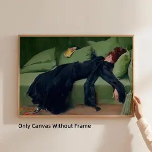Vintage Decadent Young Woman Pattern Unframed Painting, 1 Count Moody Wall Decor, Decoration, Waterproof Canvas Wall Art, Artwork Wall Painting for Gift, Living Room, Bedroom, Ornaments