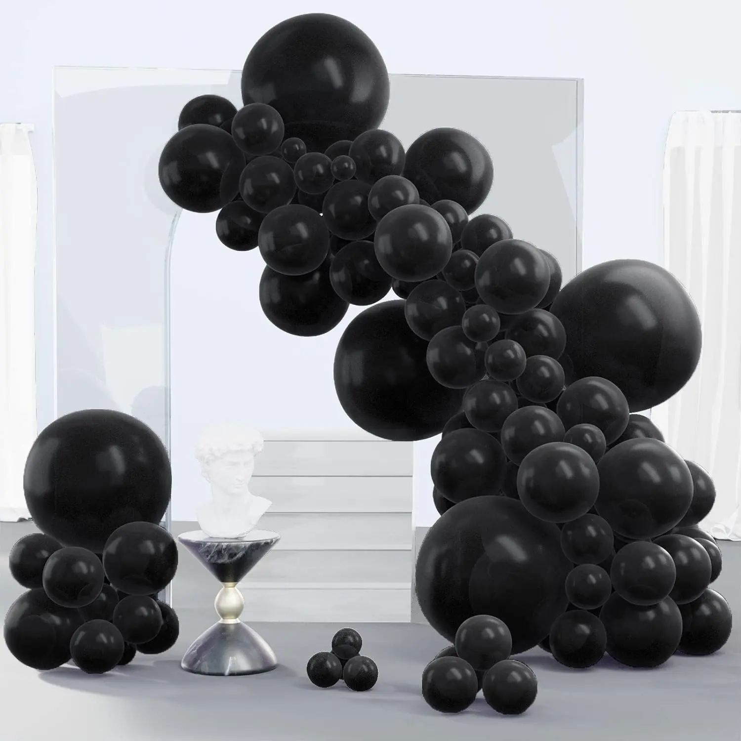 Black Balloons 140 pcs Different Sizes Pack of 18 12 10 5 Inch Matte Black Latex Balloon Arch Kit Garland for Happy New Year Graduation New Year Valentines Day Anniversary Birthday Party Decorations Happy Mothers DayBlack-Y18