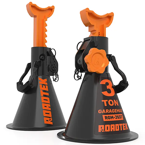 ROADTEK Jack Stands, 3 Ton (6,000 lbs) Heavy Duty Car Jack Stands with Integrated Steel Base and Double Locking, 11-1/4 to 16-9/16 inch Adjustable Height, for SUV, Truck, and Car, 1 Pair