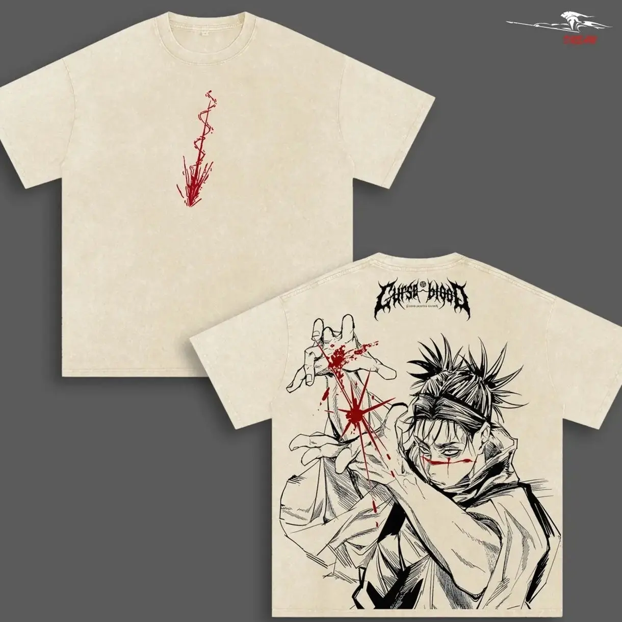 Choso Kamo Jujutsu Kaisen Anime Double Printed Vintage Washed Tee Unisex Oversize Anime Manga Washed Heavyweight Cotton T-shirt 367