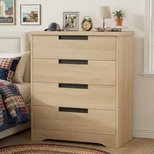 ZR-GARVEE Modern 4 Drawer Vertical Cabinet Wood Storage Organizer for Office and Home Compact Standing Chest for Bathroom Entryway and Bedroom Storage