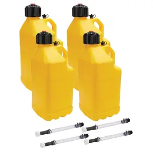 Utility Jug 5 Gal w/ Filler Hose Yellow 4pk