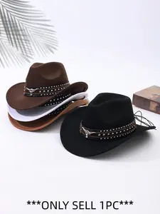 Vintage Western Classic Cowboy Hat Unisex Outdoor Sun Protection Windproof Cap, Retro Style Men Women Fashion Accessory