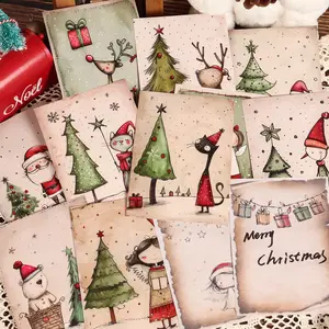 JAIIMAN 16cards, 16letter papers, 20stickers, 2envelopes Funny Christmas Animals DIY Writable Postcards, for Junk Journal Paper, Collectible Decorative Painting Cards, Scrapbooking Supplies, Crafts, DIY Card Set