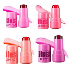 4pcs Jelly Blush Lipstick Makeup For Eyes Lips Cheeks Easy To Carry Multifunctional Clear Jelly Blush Stick Tinted Matte Cream Long Lasting Cosmetic