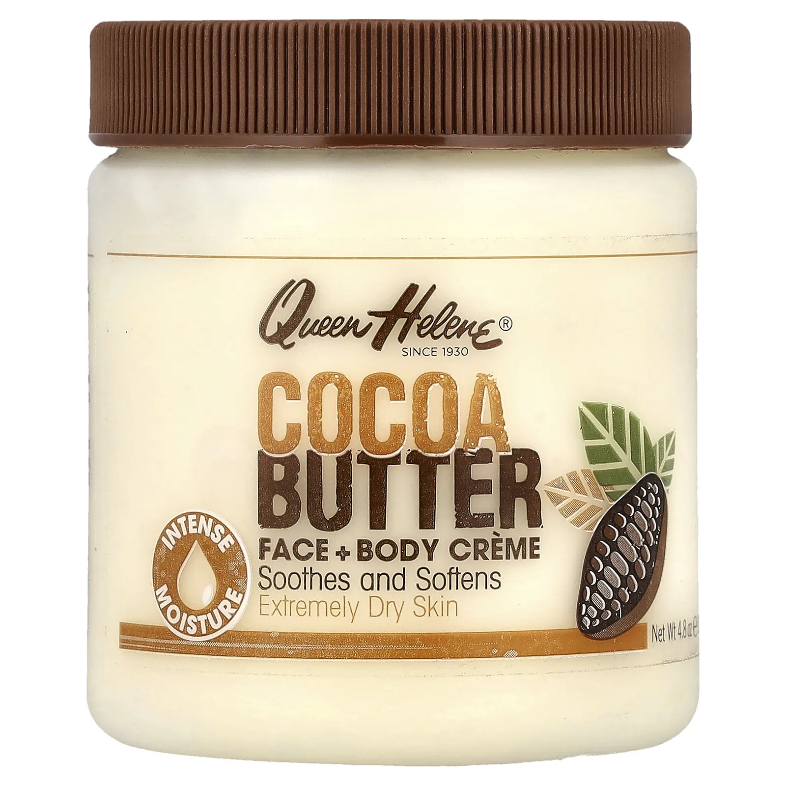 Queen Helene Face + Body Creme, Cocoa Butter, Extremely Dry Skin, 4.8 oz (136 g)