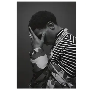 Frameless Canvas Poster - Modern Rapper Music Wall Decor, Artistic, 30.48x 45.72cm , Living Room Bedroom Urban Decor, Hip Hop Fan Gift, Suitable for Room Decoration