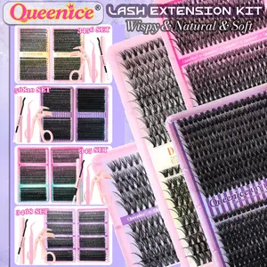 Lash Kit 800pcs 30D/40D/50D/60D/80D/100D Eyelash Cluster Kit Lightweight Ultra Thick Waterproof Lashes Beginner-friendly Soft Comfortable Natural Look Fluffy Eyelashes Cluster